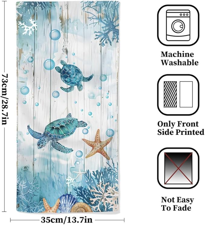 Sea Turtle Hand Towels Set of 2 Breathable Ocean Beach Hand Towels Highly