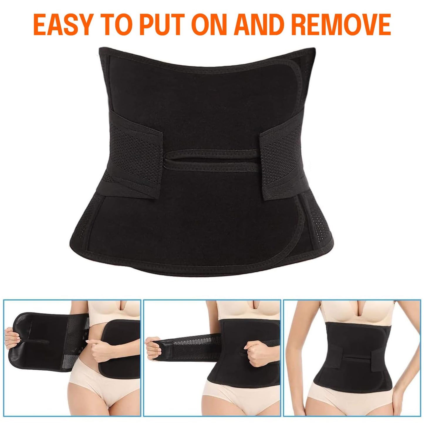 Trendyline Women Postpartum Girdle Corset Recovery Belly Band Wrap Belt Black