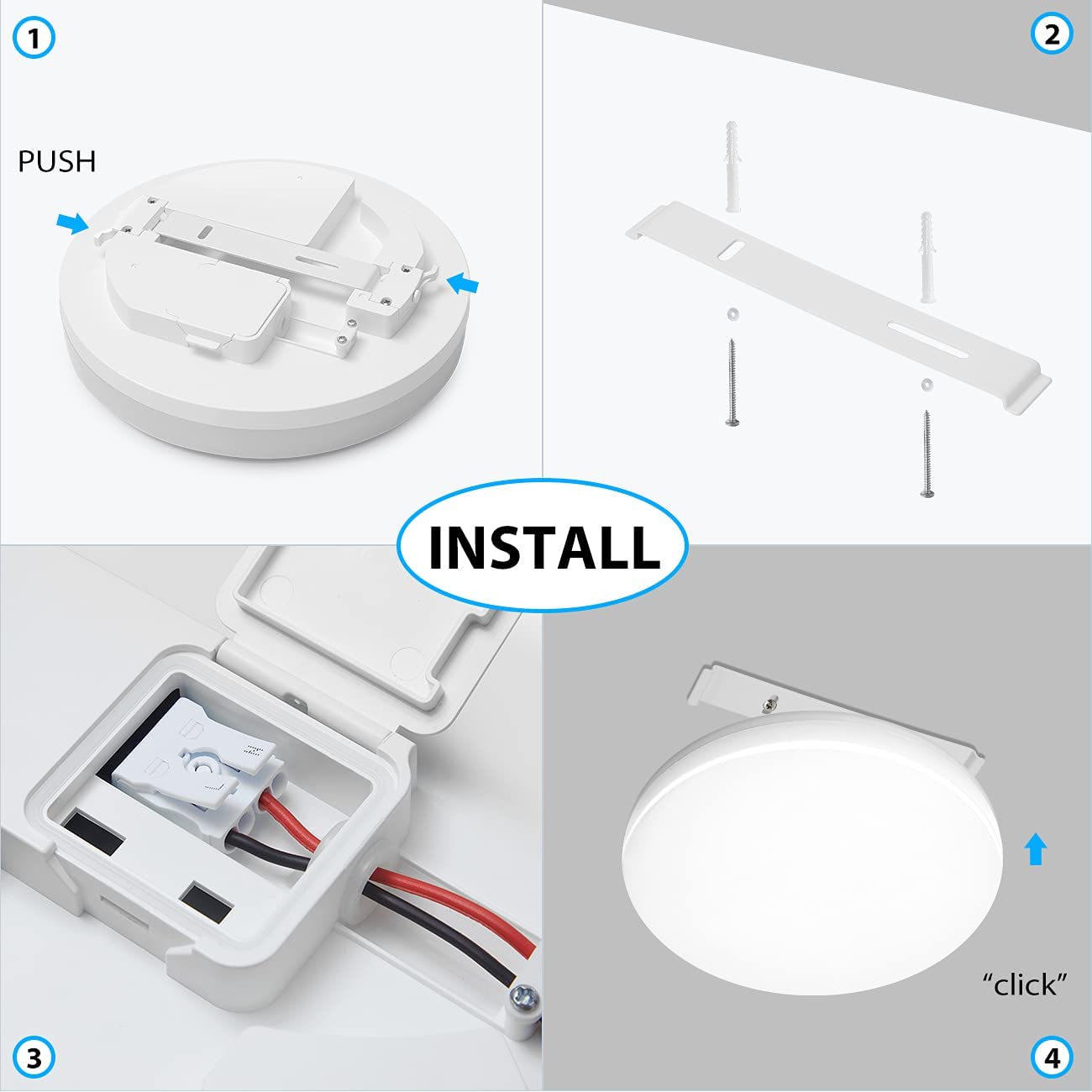 LVWIT 24W Round Bathroom LED Ceiling Light, IP65 Waterproof Ceiling Light,2400LM 4000K Natural White, Flush Ceiling Lights for Kitchen Living Room Bedroom and Hallway(330 * 50mm)