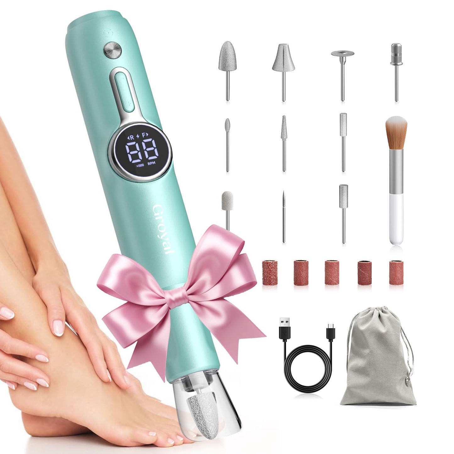 Electric Nail Drill Professional, 45000RPM Cordless Electric Nail File for Acrylic Gel Nails, Professional Nail Drill Manicure Pedicure Polishing Shape Tools for Home Salon