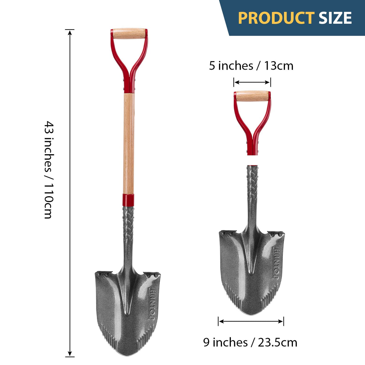 HANTOP Garden Shovel Round Digging Shovel Heavy Duty Shovels for Digging Trenching Gardening Camping, 43 inches
