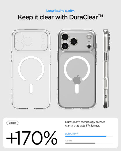 Spigen Ultra Hybrid MagFit Case for iPhone 17 Pro Max (2025), Compatible with MagSafe Accessories [Anti-Yellowing] [Dura Clear] [Military-Grade Drop Protection] - Clear White