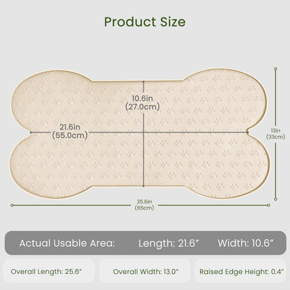 PWTAA Dog Food Mat Anti-Slip Silicone Dog Bowl Mat Thicker Pet Placemat Waterproof Cat Feeder Pad with Raised Edge Puppy Kitten Feeding Mats Suitable Small Medium-Sized Dogs Cats Eating Tray