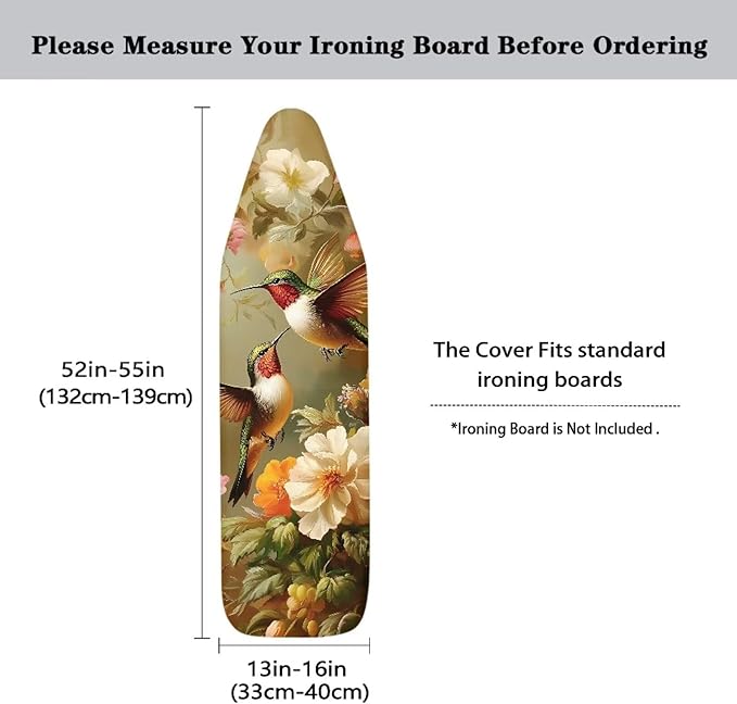 Hummingbird Floral Ironing Board Cover Heat Resistance and Resist Scorching