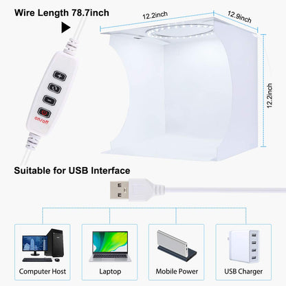 PULUZ Lightbox Photography,30cm/11.8inch Ring Light Photo Studio Light Box Shooting Light Tent Kit with White Lighting/Warm white128 pcs LED Ring Lights+6 Backdrops for Product Photography Light Box
