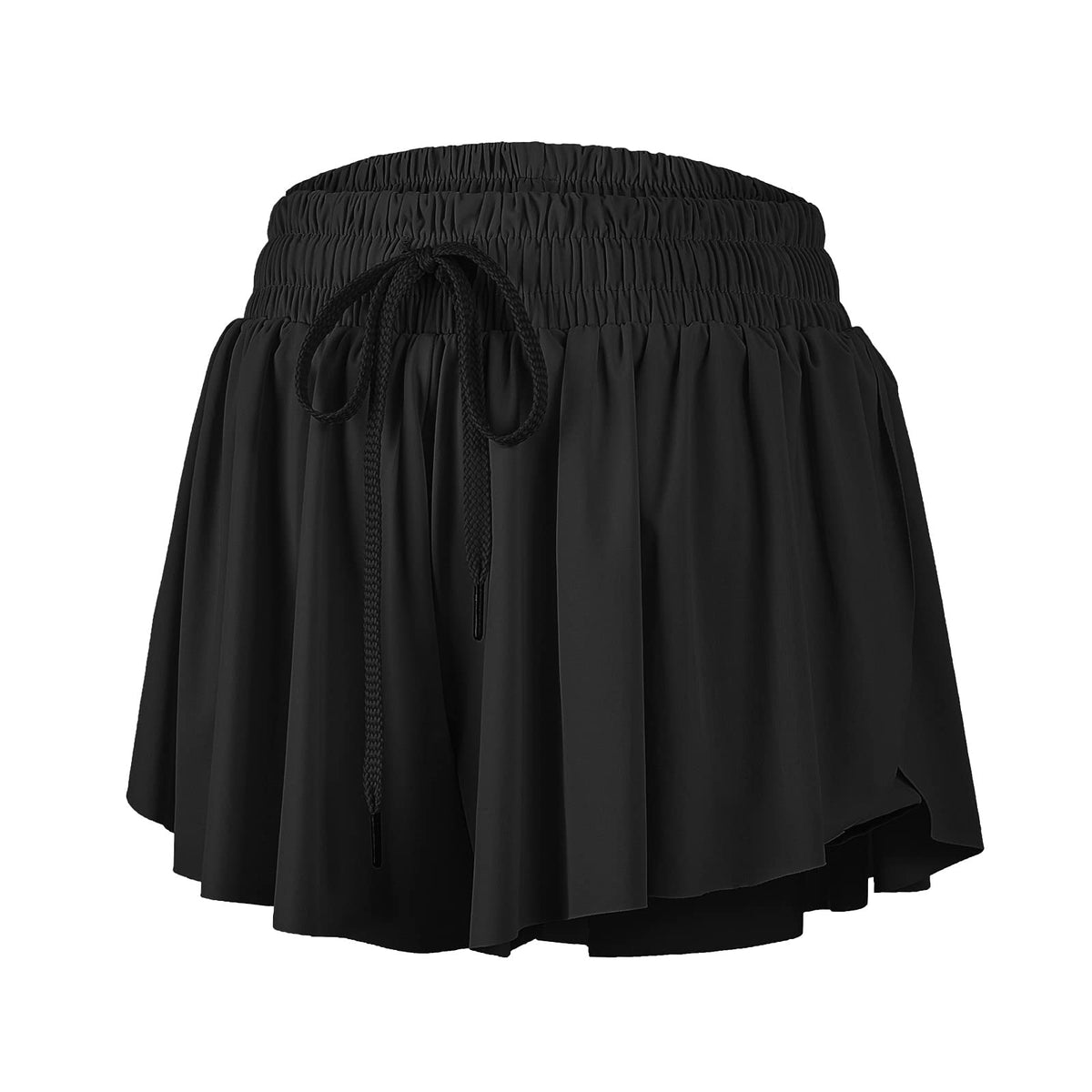 Flowy Athletic Shorts for Women Workout Running Wear Gym Yoga Short Tennis Skirt Sweat Spandex Butterfly Skort with Pockets Underneath Cute Comfy Girls Trendy Clothes Casual Summer Outfits 5" Black L