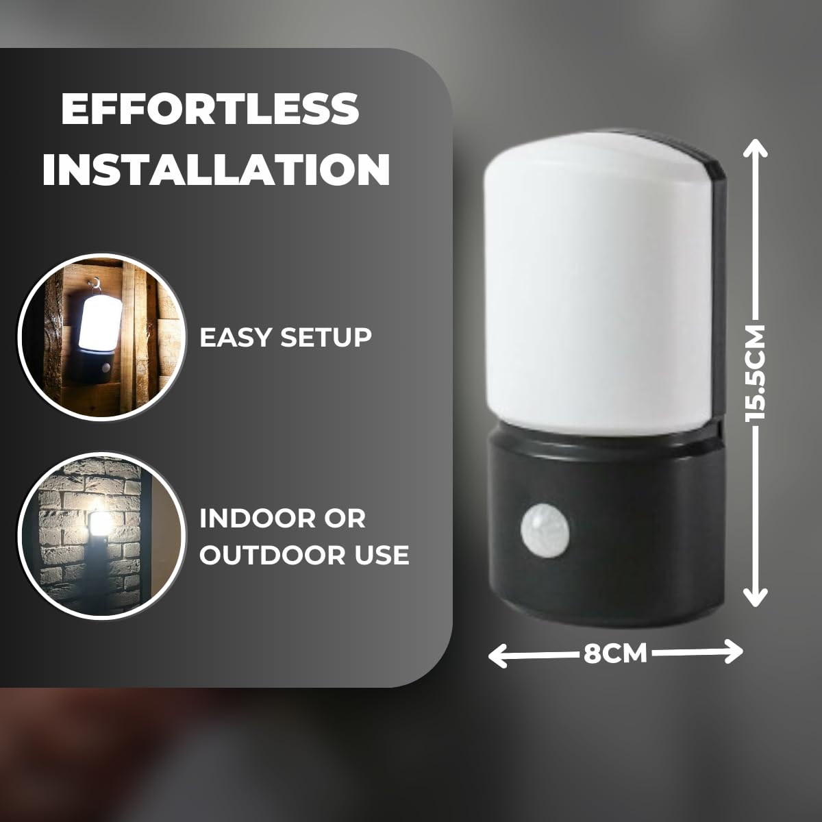 Festive Lights - 15.5cm Battery Powered PIR Motion Sensor Wall Light – Outdoor IP44 Weather Resistant, 2 White SMD LEDs – Security & Welcome Lighting for Gardens, Doorways, Home Entrances & Camping