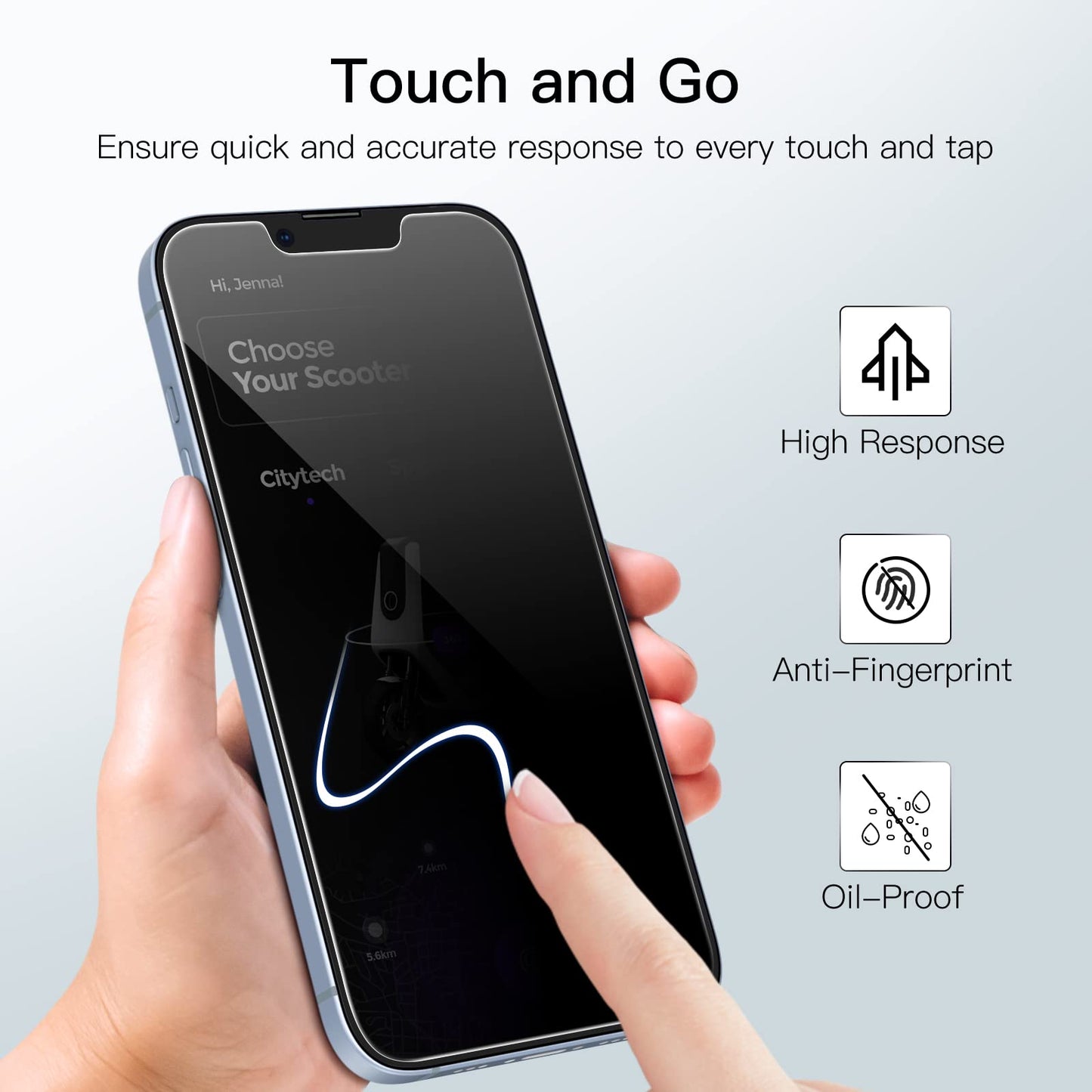 JETech Privacy Screen Protector for iPhone 11 and iPhone XR 6.1-Inch, Anti Spy Tempered Glass Film, 2-Pack