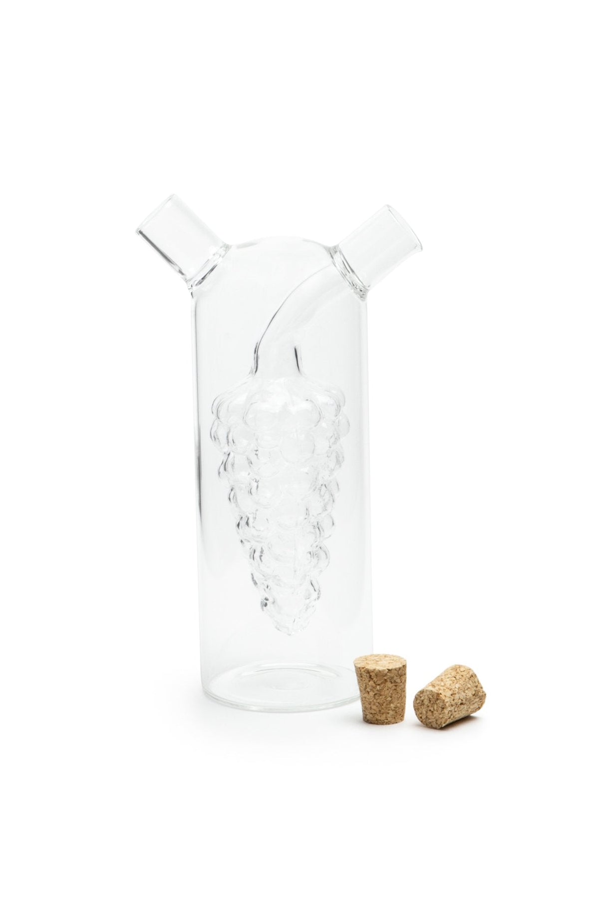 Fox Run 7050 Run Grape Motif Oil and Vinegar Cruet Dispenser Bottle, Clear Borosilicate Glass