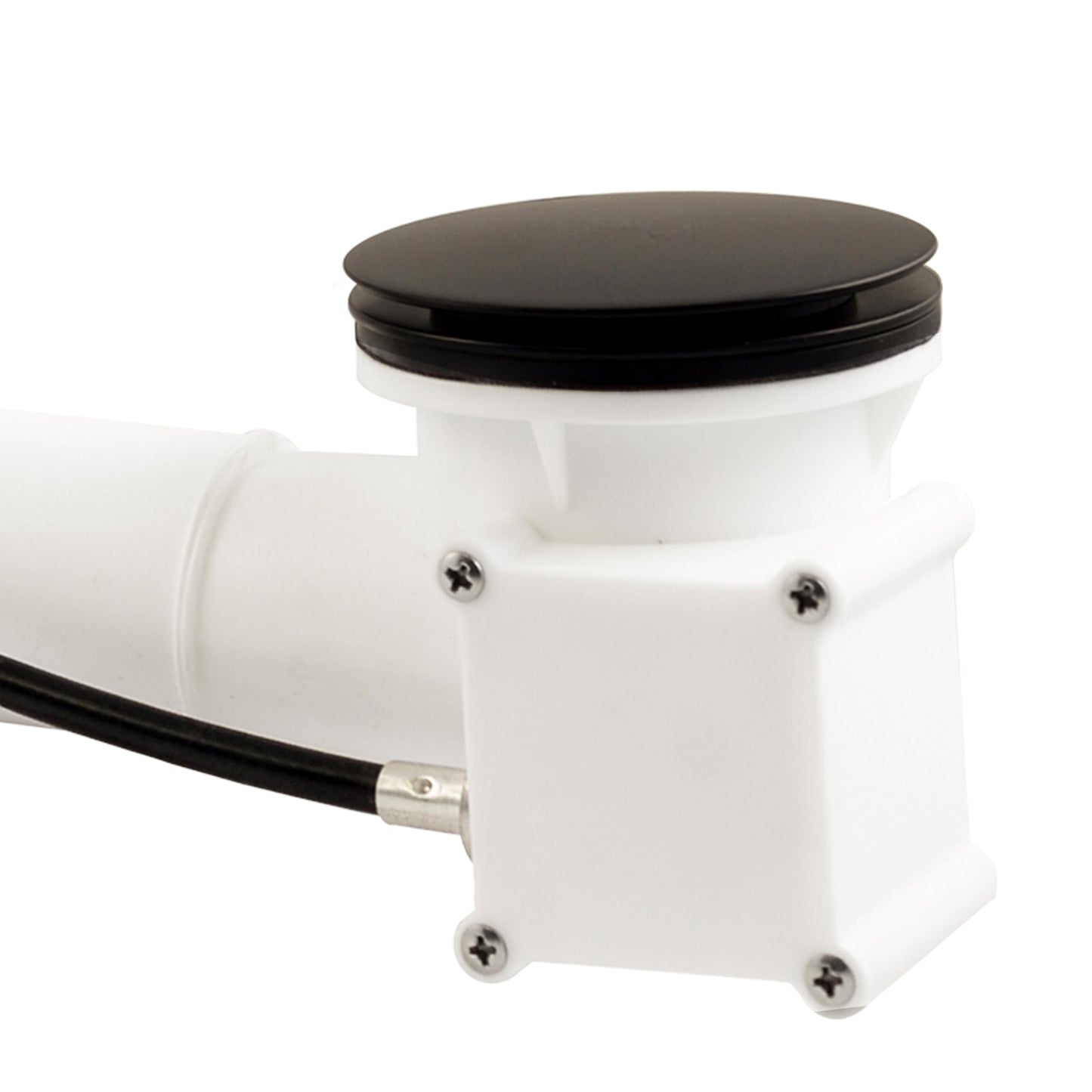 Westbrass D50P27TLE-62 27" Cable Drive Standard Bath Drain Trim Kit with Rotary Overflow Cover Knob, Pop-Up Stopper and Poly Tubular Pipes & Fittings, Matte Black (12-Pack)