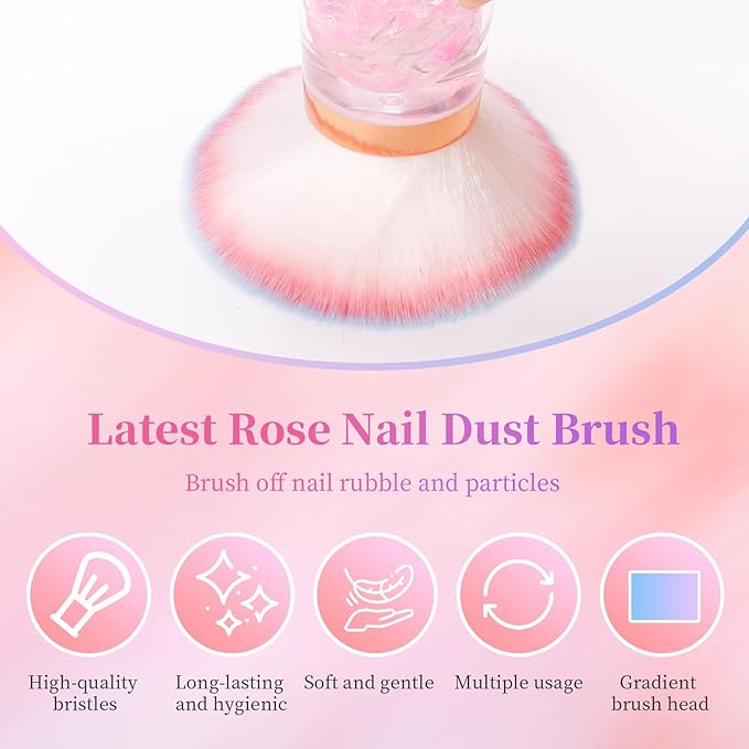 ANGNYA Nail Dust Brush, Round Nail Art Dust Powder Remover Brush