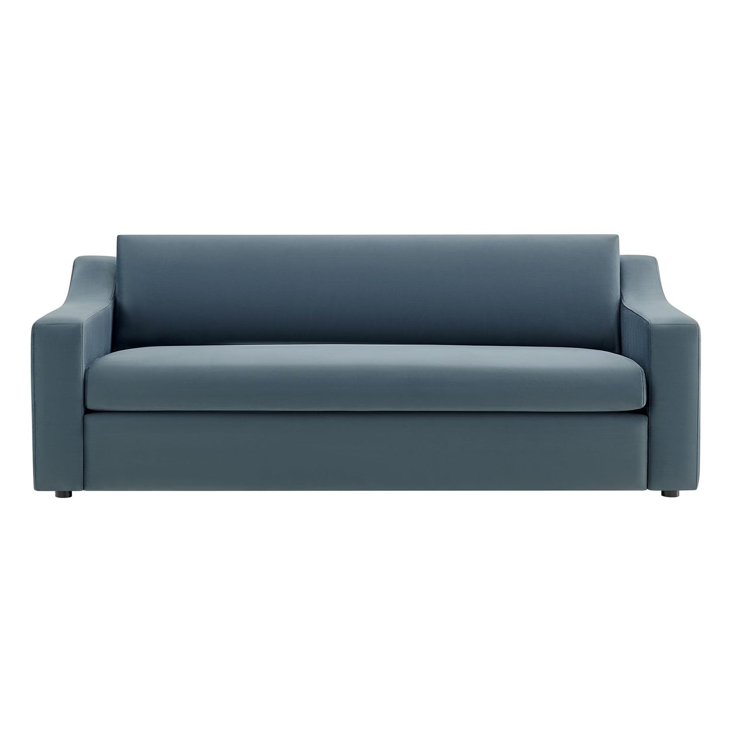 Modway Liora 87 Inch Stain-Resistant Performance Velvet Sofa in Cadet Blue - 3 Seater Upholstered Sofa Couch for Living Room Seating - Comfy Deep Seat Sofa with Scoop Arms