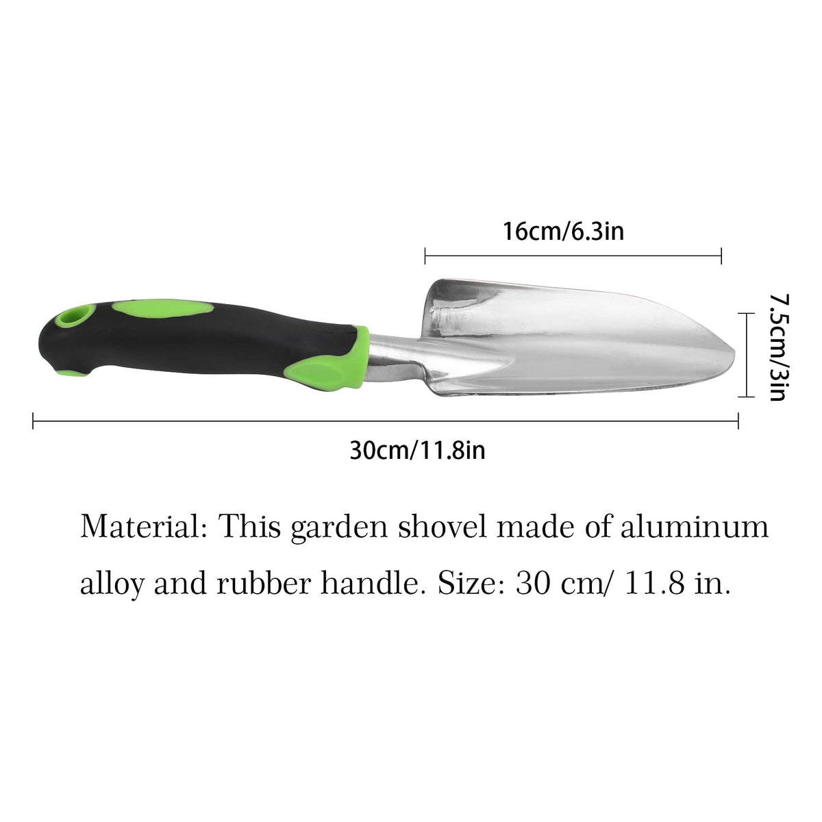 Garden Shovel Hand Trowel Mini Shovel Garden Tools Cast-Aluminum Heavy Duty Gardening Tool Soft Rubberized Non-Slip Handle Potting Tools for Planting, Transplanting, Weeding, Digging Soil (Green)