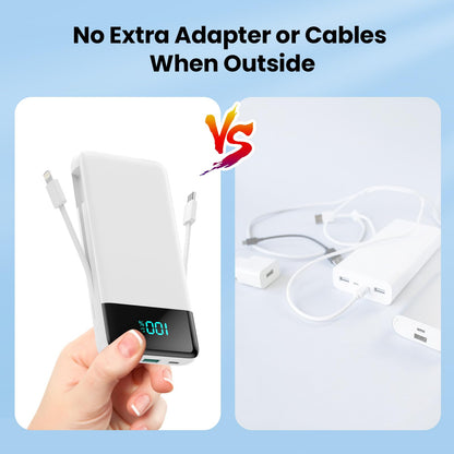 Portable Charger for iPhone with Built in Cables and Wall Plug,Upgraded 13800mAh Fast Charging USB C Power Bank,4 Outputs Travel Essential Battery Pack Compatible with iPhone 15/14/13,Samsung-Purple