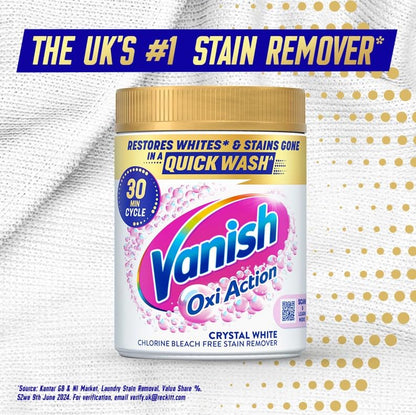 Vanish Gold Oxi Action Laundry Booster and Stain Remover Powder for Whites 2.4kg, Removes Tough Stains Even at 20°, For Whiter Whites, Safe on Everyday Fabrics (Packaging May Vary) (Pack of 1)