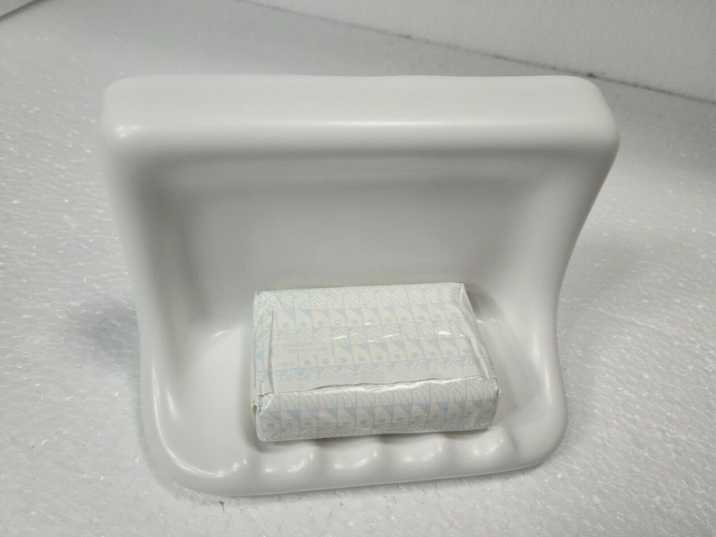 Bright White Matte Ceramic Soap Dish Tray Tile in Daltile Color 0790 Mid Century Modern Retro