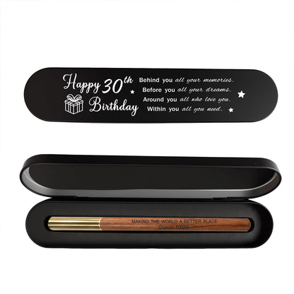 iyaone 30th Birthday Gift for 1996 Born - Engraved Wooden Gel Pen & Keepsake Box Set, Meaningful 30 Year Old Gift for Men & Women, Milestone Birthday Present