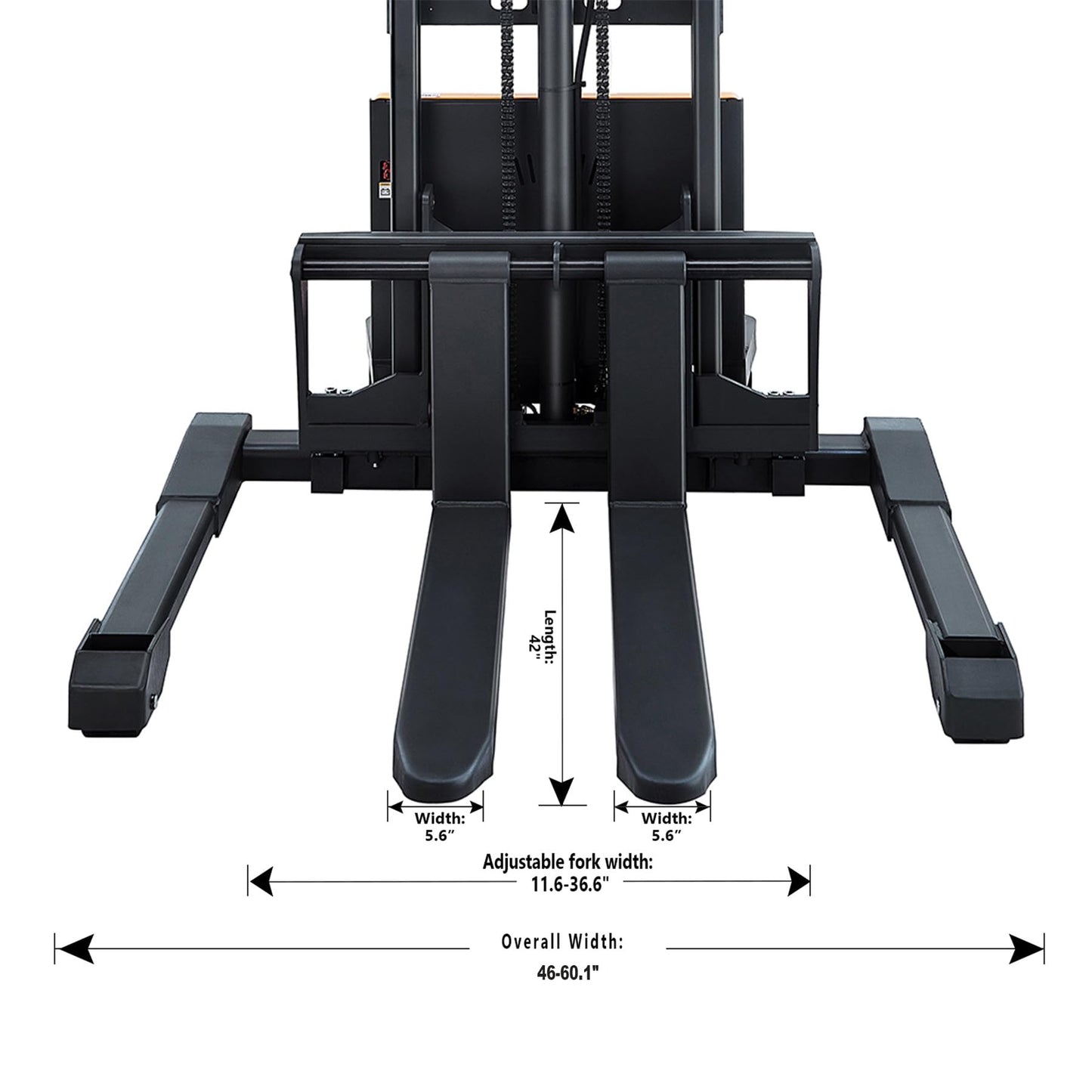 APOLLO Semi-Electric Pallet Stacker, 3300 lbs Capacity, 118" Lifting Height Material Lift, Forklift with Straddle Legs and Forks