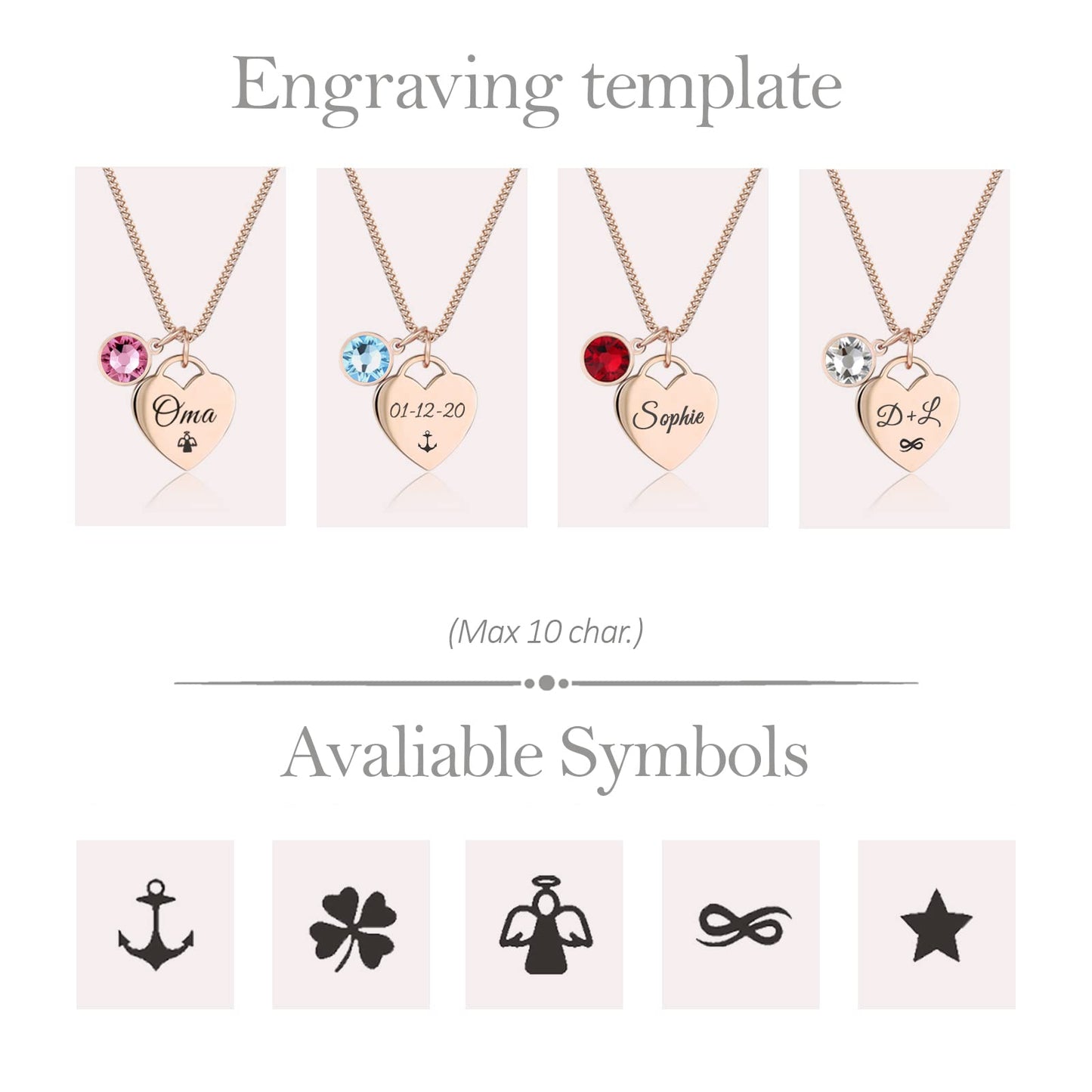 TMT Personalised necklace with Birthstone heart pendant gift box | initial heart necklace engraved for Daughter Mum Best Friend Girlfriend | Birthday gift for 18th 21th 30th 16th 13th