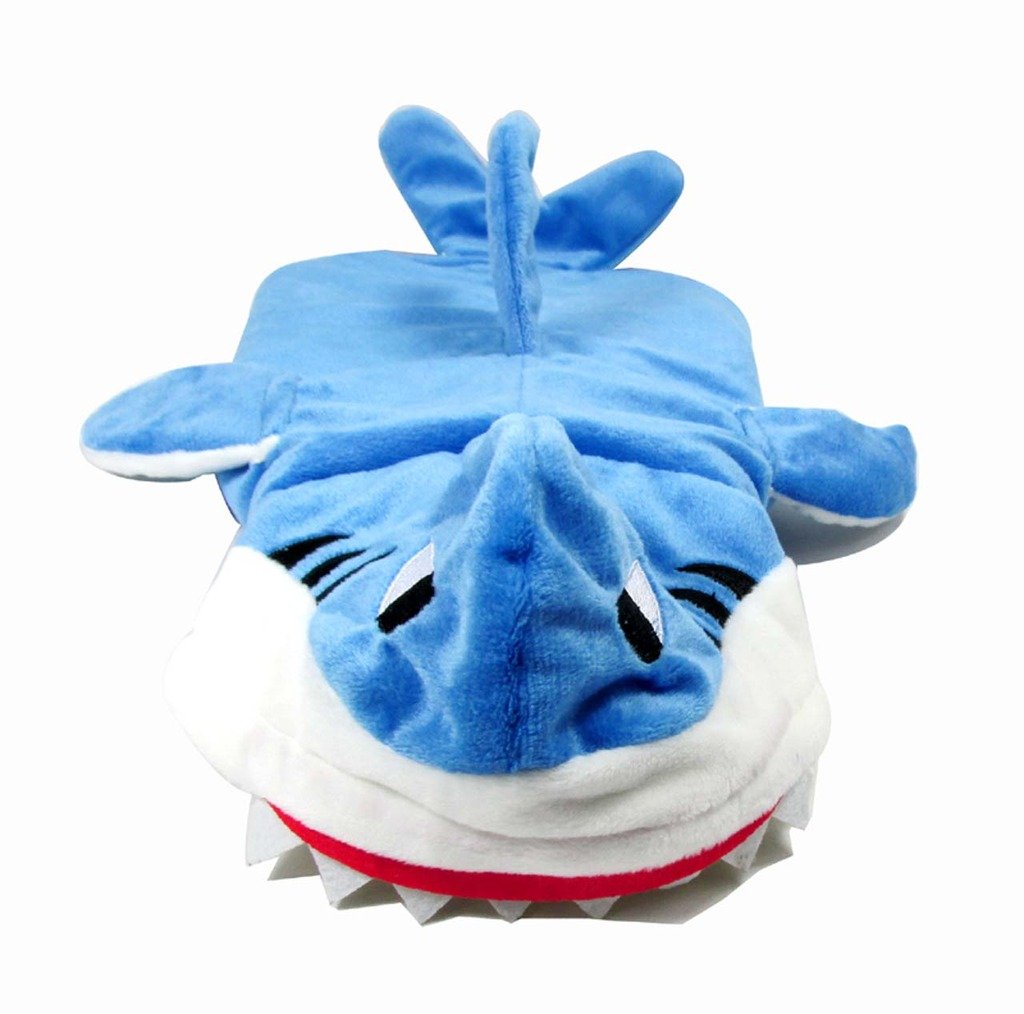 Mogoko Funny Dog Cat Shark Costumes, Pet Halloween Christmas Cosplay Dress, Adorable Blue Shark Pet Costume,Animal Fleece Hoodie Warm Outfits Clothes (S Size)
