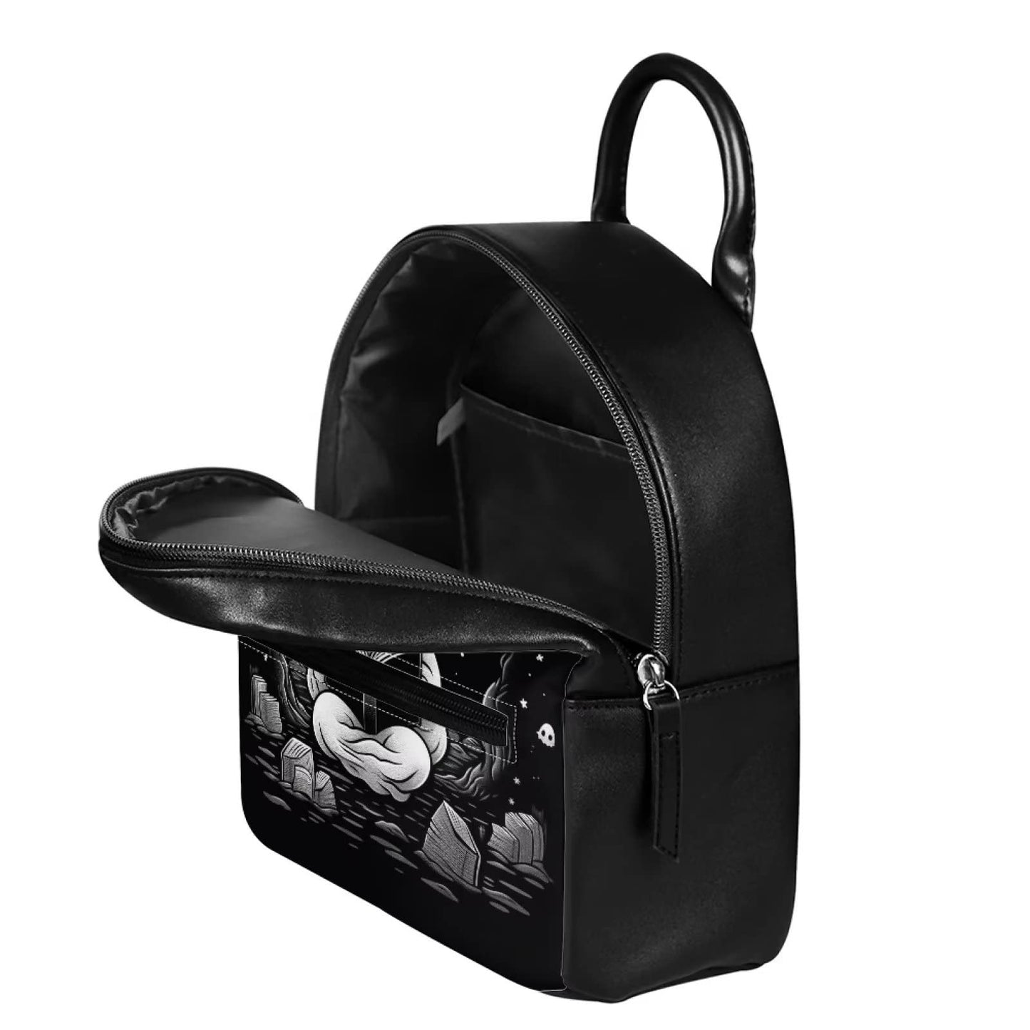 Showudesigns Ghost Purse for Teen Girls Backpack Mini Handbag for Women Gifts Shoulder Bags Casual Daypack with Zipper Cute Handbag Tote Black Skull Halloween Gifts