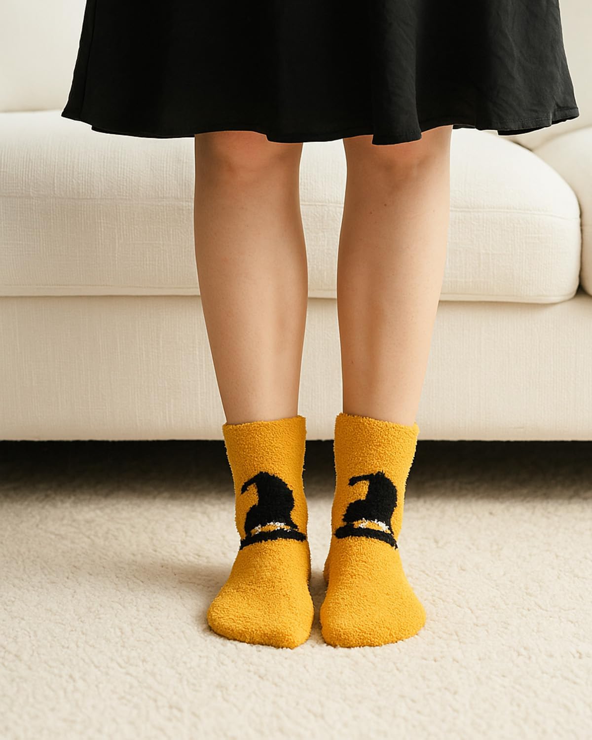 Century Star Women Halloween Socks Warm Super Soft Slipper Socks Fuzzy Fluffy Cozy 3-8 Pairs Home Socks 4 Pairs Halloween Pattern One Size