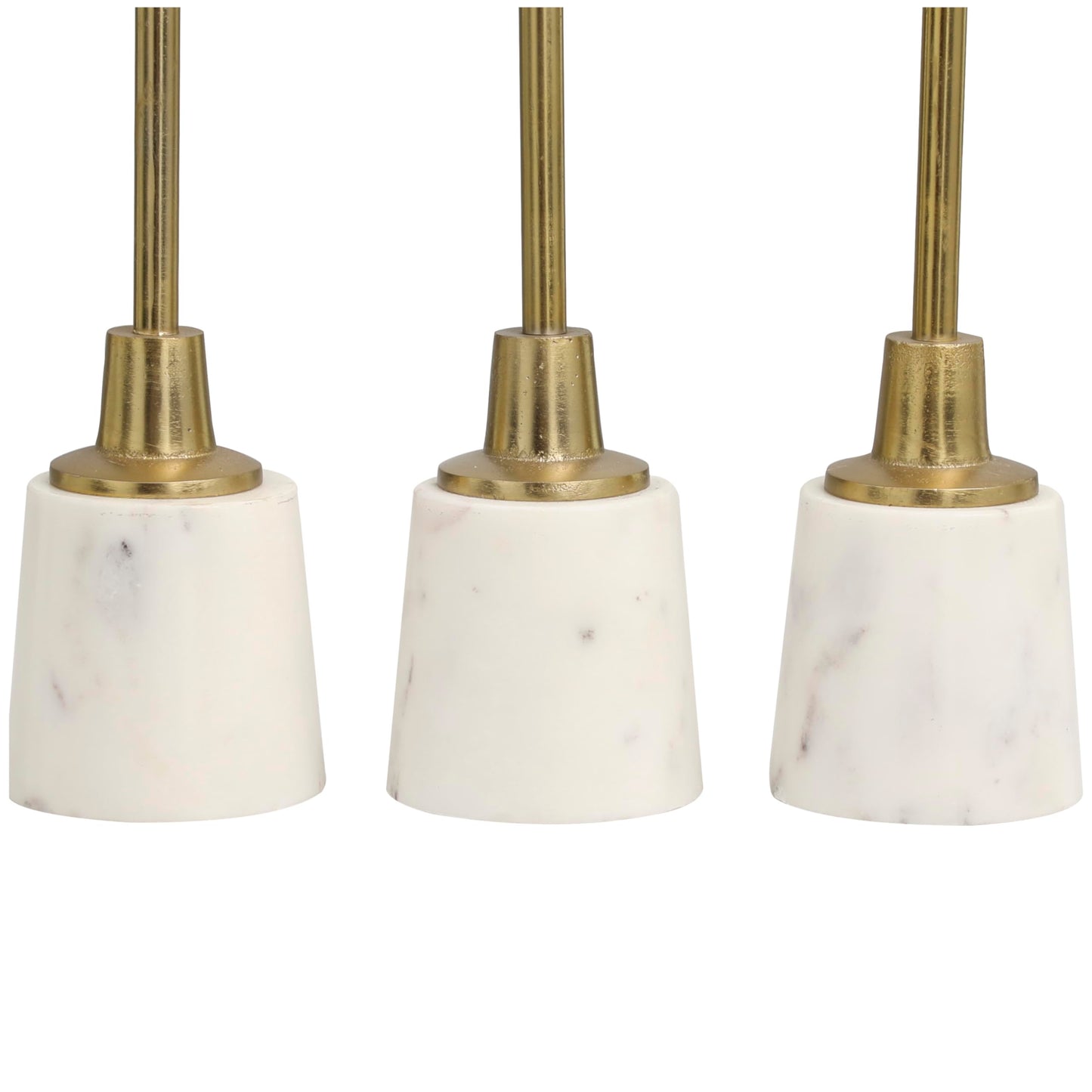 Deco 79 Aluminum Slim Candle Holder with White Marble Base, Set of 3 15, 13, 11" H, Gold