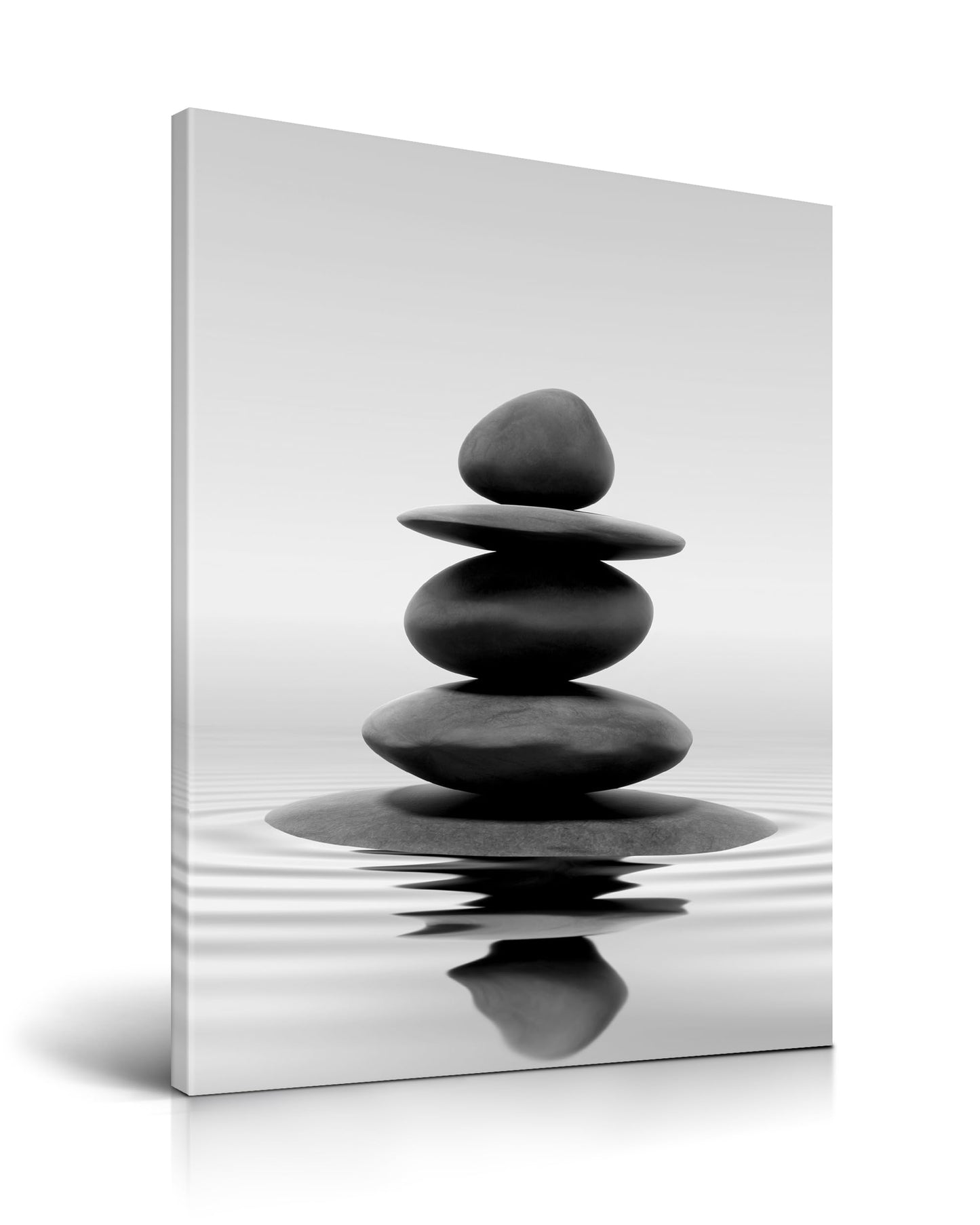 HesenDot 12x16in Black and White Zen Stones Wrapped Canvas Frame Wall Art