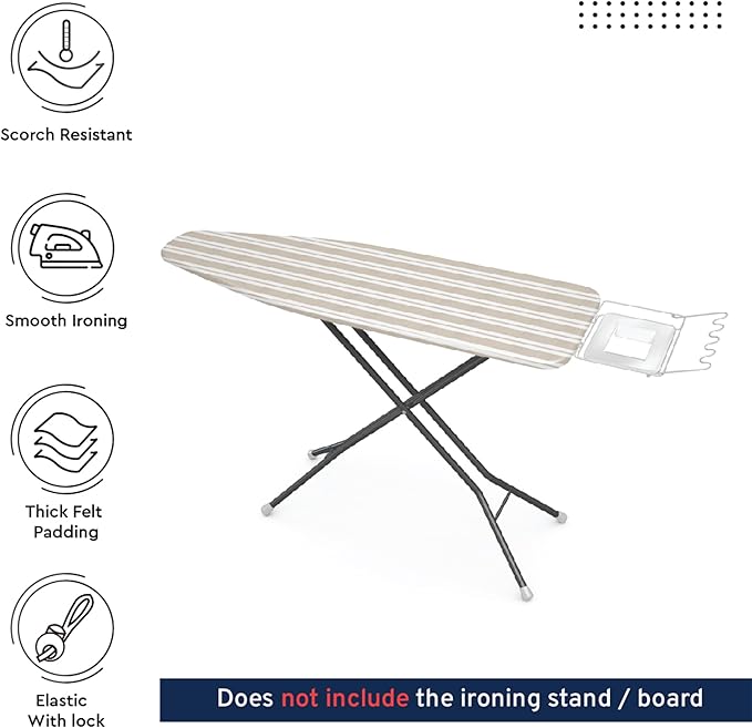Encasa XO Ironing Board Cover and Pad 54"x15" - 4mm Felt Large Iron Board Cover
