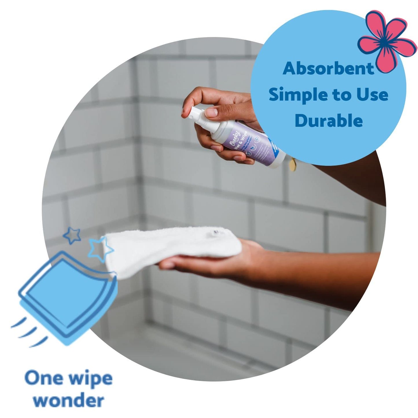 Cheeky Wipes - 25 Washable RAINBOW Cotton Terry Cloth Wipes, 15x15cm Reusable Towelling Wipes, Extra Soft & Perfect for Cleansing Baby's Hands and Face | Eco Friendly