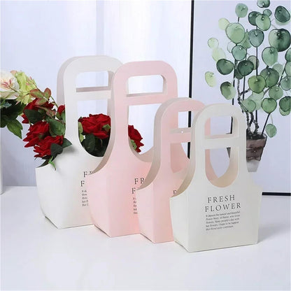 Nikeg Kraft Paper Flower Gift Bags 10Pcs Packaging Flower Boxs Rose Wrapping Handheld Waterproof Kraft Paper Bag Arrangement Valentine'S Day Wedding Decoration Gift(WHITE,S 17x 7.5 x32.5cm)