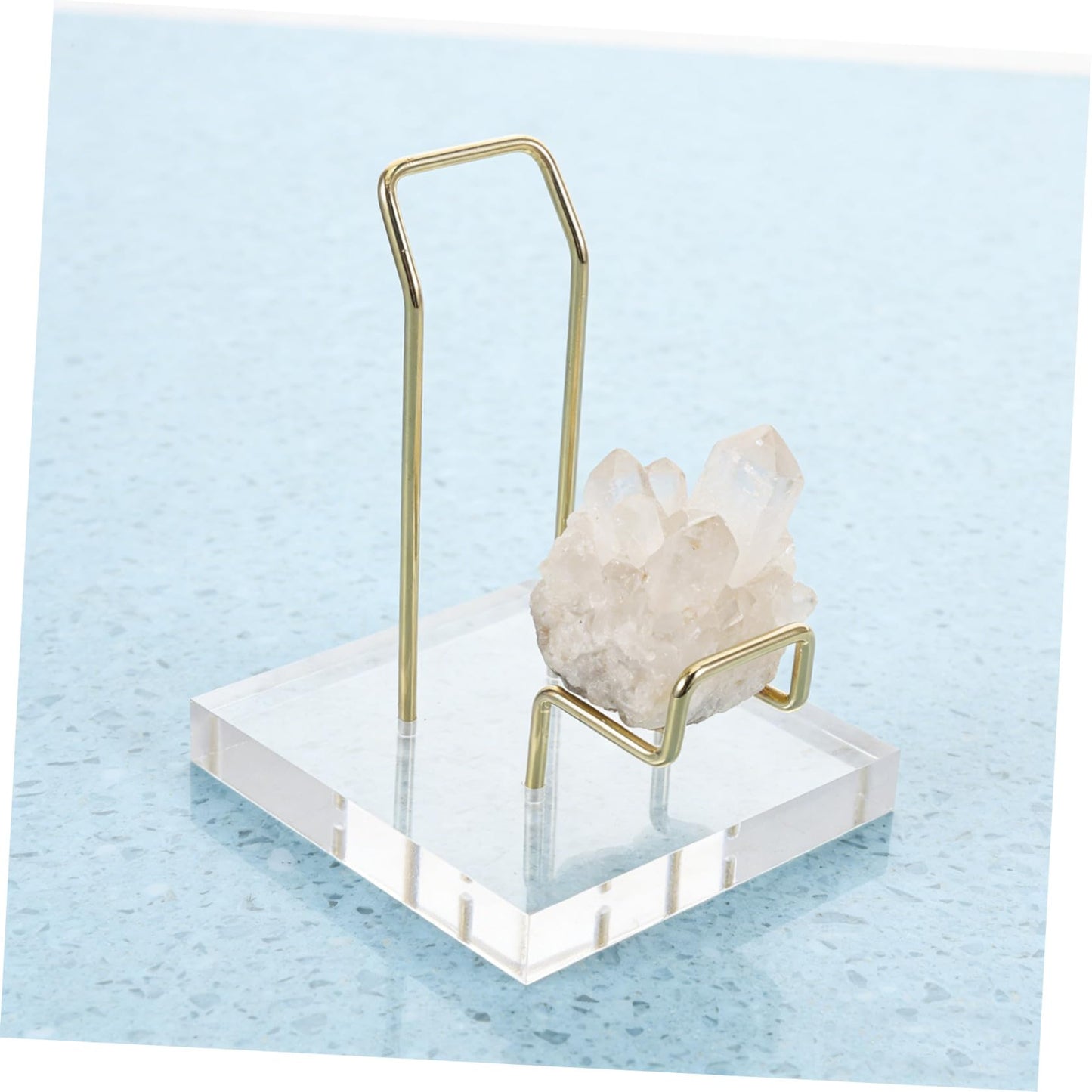 Baluue Acrylic Crystal Mineral Display Rack Large Gold Organizer Stand for Natural Stone Rock Holder Shelf Suitable for Home Office Retail Store Decoration