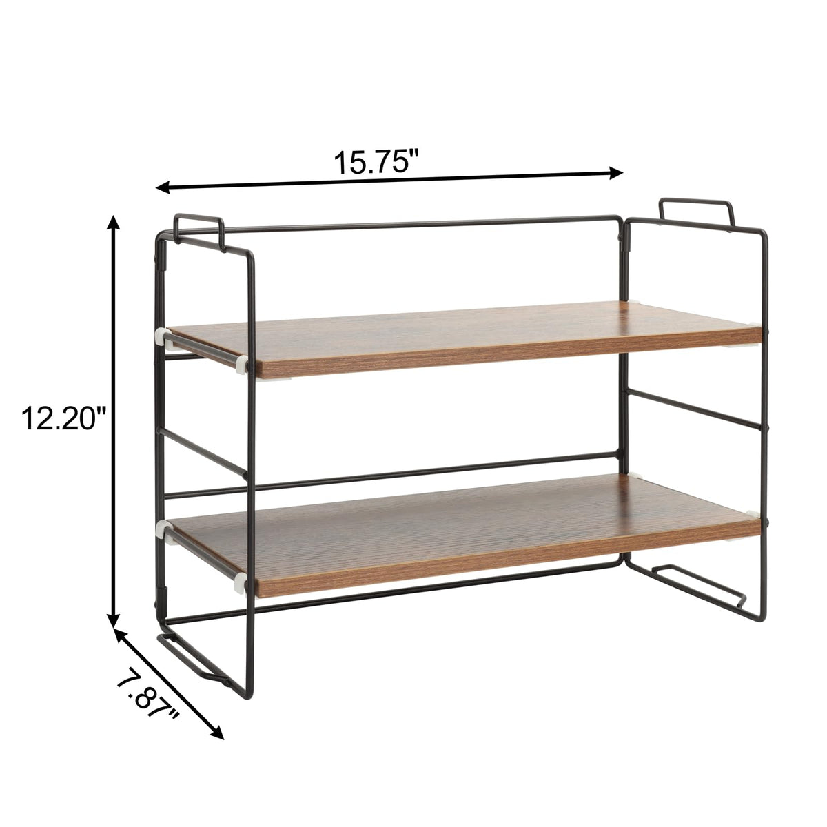 KATHY&BOB Wood Desk Shelf Organizer, 2-Tier Desktop Supplies Storage Rack, Adjustable Stackable Desk Shelf for Office, Kitchen, Bathroom, 15.75"*12.2"*7.87"
