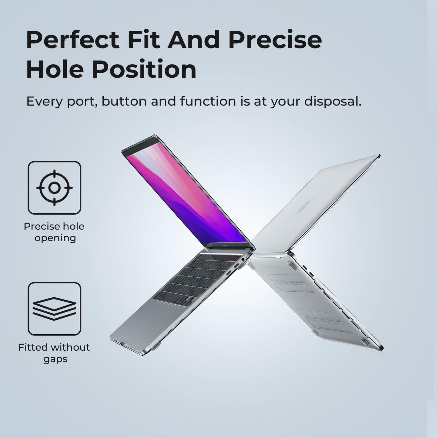 EooCoo Case compatible for Macbook Pro 13 inch M2 M1 A2338 A2251 A2289 A2159 A1989 A1706 with Touch Bar, 2023-2017 Released, Transparent Plastic Hard Shell Cover, Smooth Shiny Surface, Crystal Clear