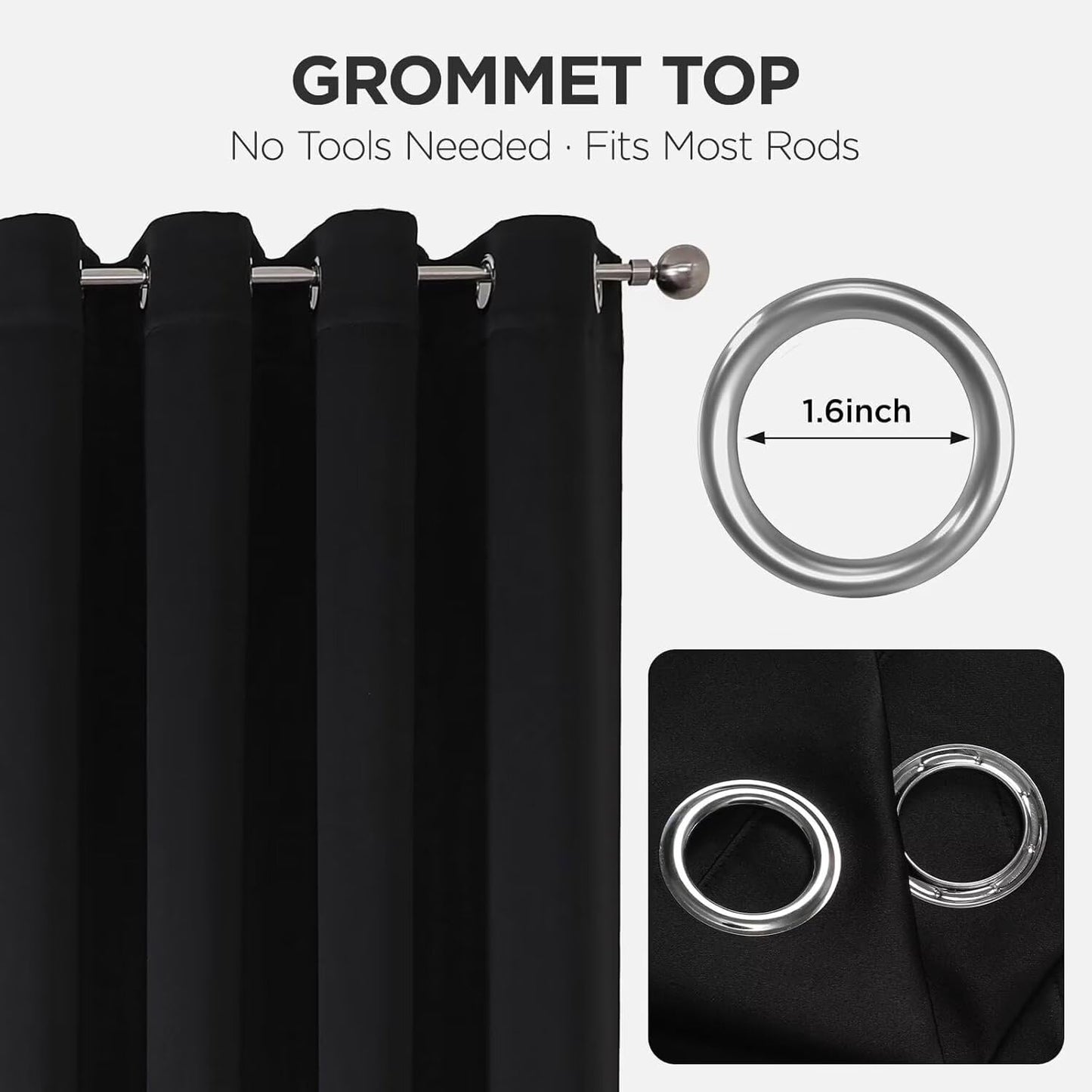 Joydeco Blackout Curtains for Bedroom,Black Out Curtains 84 Inch Long,Black Curtains with Grommets,Noise Reducing Energy Saving Wrinkle-Free Drapes for Living Room,Halloween Window Treatments 2 Panels