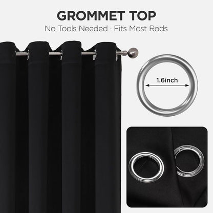 Joydeco Blackout Curtains for Bedroom,Black Out Curtains 84 Inch Long,Black Curtains with Grommets,Noise Reducing Energy Saving Wrinkle-Free Drapes for Living Room,Halloween Window Treatments 2 Panels