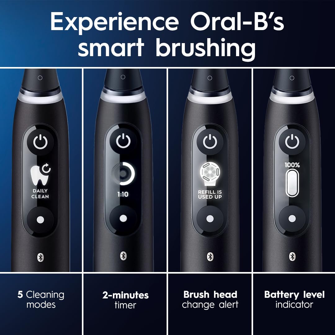 Oral-B iO Series 7 Electric Toothbrush with 2 Replacement Brush Heads, White Alabaster