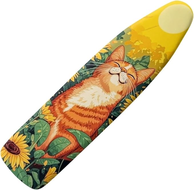 Ironing Board Cover, Cat Sunflower 15x54 Inch Standard Ironing Board Cover