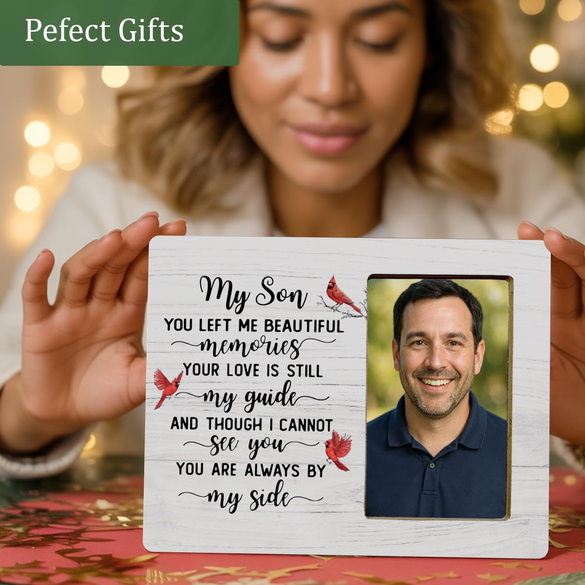 LUERHUI Memorial Cardinal Gifts Picture Frame for Loss of Son, Sympathy Gifts, In Memory of Grandpa Wooden Picture Frames for Loss of Child