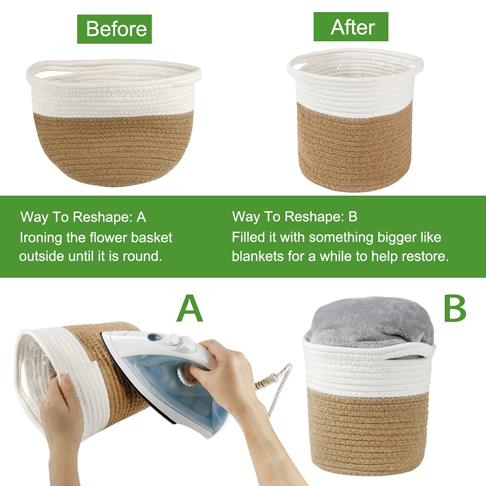 tenn well 20cm Plant Pot with Liner, Cotton Indoor Planter Woven Storage Basket for Indoor Plants Flower Pot and Home Decoration (20cm X 20cm)