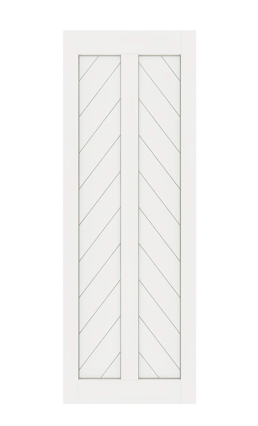 DIYHD 30X80in Fish Bone V Shape Sliding Barn Slab MDF Solid Core Primed Interior Door Panel(Disassembled)