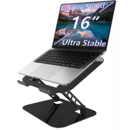 TAPMEI Adjustable Laptop Stand, Ultra Stable Metal Base Ergonomic Foldable Computer Riser for Desk Compatible with MacBook Pro/Air Notebook All Laptop Under 16 Inches (Black)