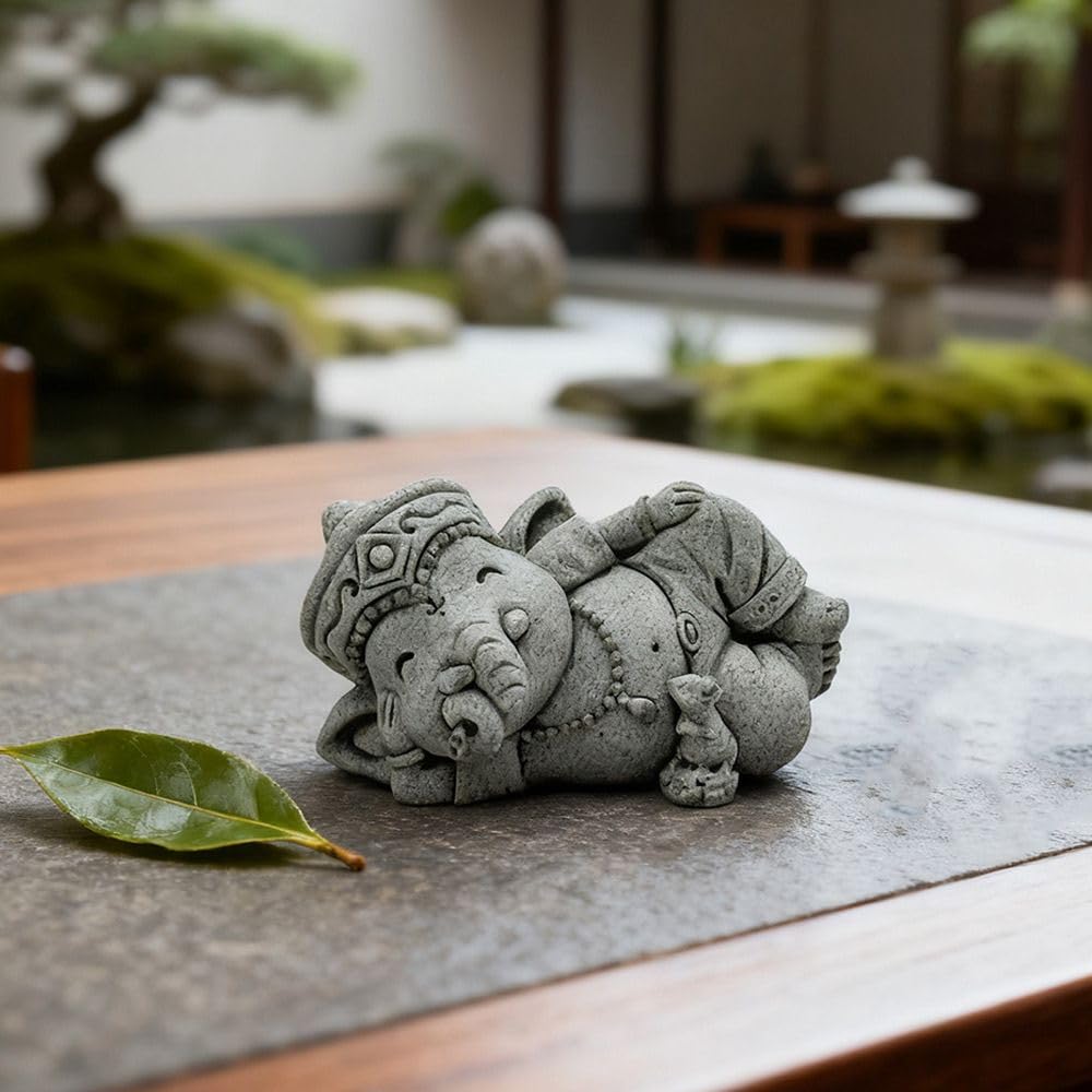 livelyfish Small Elephant Statue Sandstone Figurine Hindu Meditation Buddha Sculpture for Fish Tank Aquarium Decoration (G)