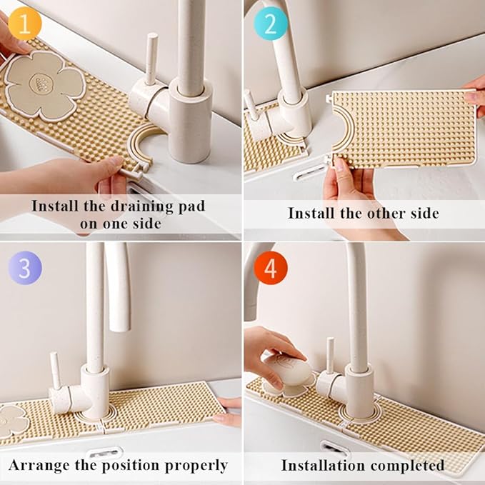 Faucet Mat for Kitchen Sink Splash Guard, 15 Inch Long Faucet Draining Mat