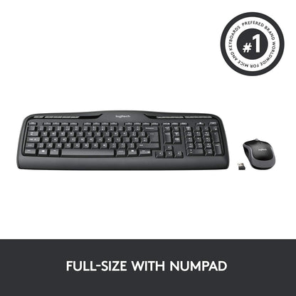 Logitech MK330 Wireless Keyboard and Mouse Combo for Windows, 2.4 GHz Wireless with USB-Receiver, Portable Mouse, Multimedia Keys, Long Battery Life, PC/Laptop, QWERTY UK Layout - Black