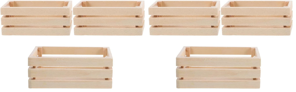 LOGOFUN 3pcs Dollhouse Mini Storage Basket Miniature Wooden Milk Crate 1/12 Tiny Fruit Baskets Model for Dollhouse Accessory - 1.2 * 0.9 & 1.9 * 1.6inch (Pack of 2)