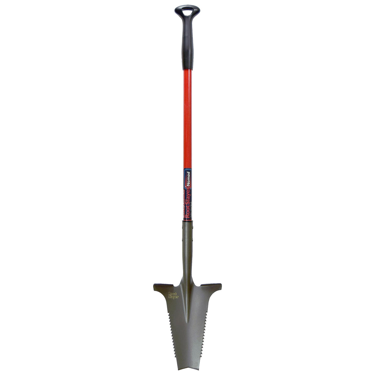 Root Slayer 22311 Nomad Compact Steel Garden Spade for Digging Soil and Root Removal, Portable Tool, Red