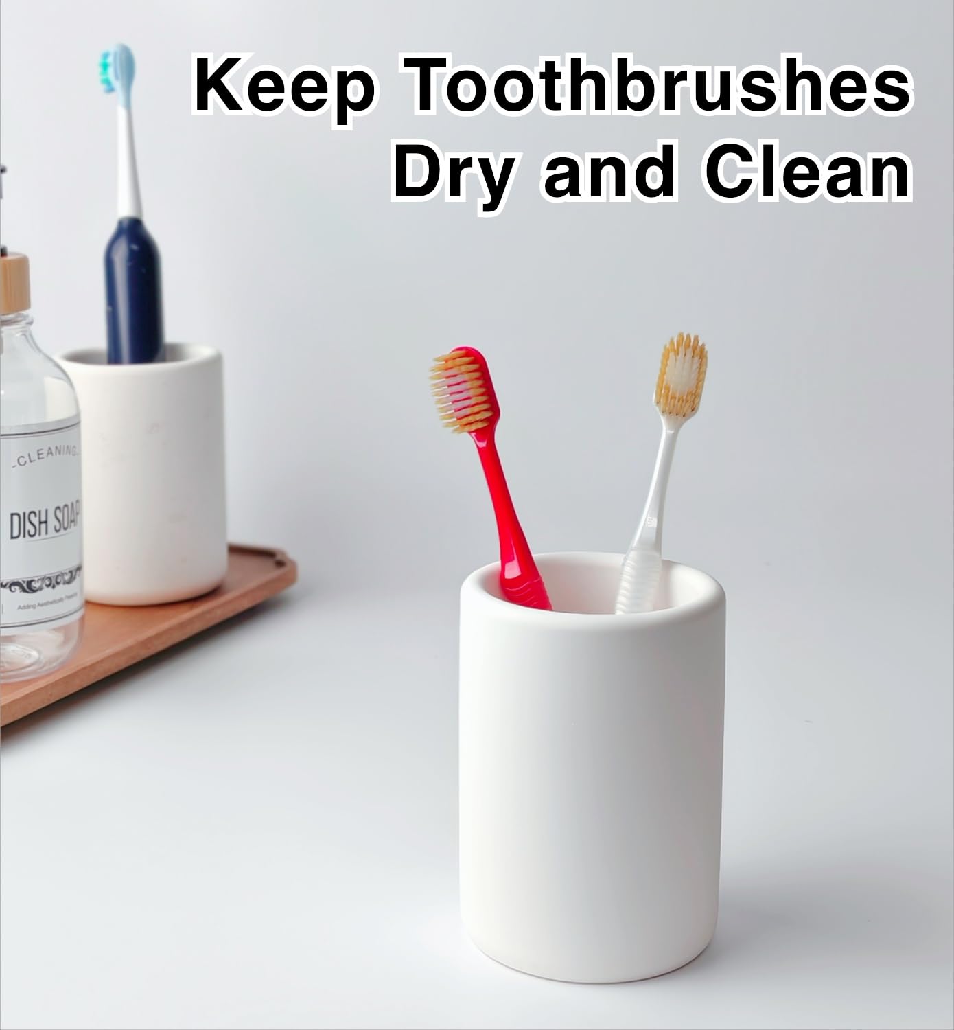 Nature Diatomite Toothbrush Holders for Bathrooms,Drying Stone Electric Toothbrush Holder, Toothpaste Holder, Water-Absorbent, Hand Made, Toothbrush Organizer for Bathroom Countertop, White
