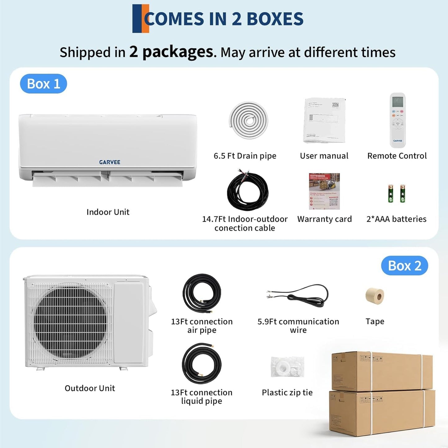 Garvee Mini Split AC & Heat Pump, 18000 BTU 208/230V, 19 SEER2, Remote Control & APP Control, Bulit in 2.0 WiFi, Works with Alexa, Ultra-Quiet, Energy Efficient, Cool and Heat Room Up to 1250Sq.ft