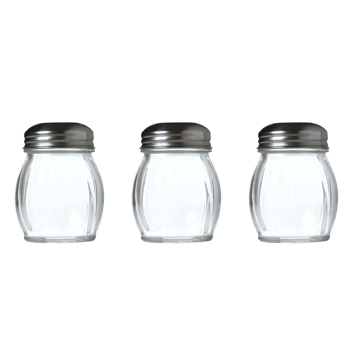 Servette Home 4.75 Ounce Round Glass Spice Jar with Metal Shaker Lid (Set of 3)